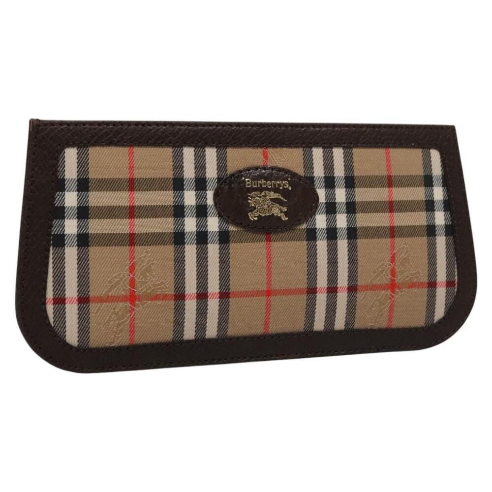 Burberrys Glasses Case Canvas Beige Auth 103406